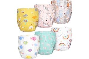 Aolso Calzones de Entrenamiento para Bebé,6pcs Bragas de Aprendizaje,pañal de Aprendizaje Calzoncillos Aprendizaje,Calzones de Entrenamiento Reutilizables para Bebés，110 Pantalones de Entrenamiento