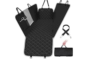 Pecute Funda Perros Coche, Funda de Asiento para Perros Impermeable y Resistente, Protector Coche Perros con Rejilla Flexible Pasar Aire, Universal para SUV, Camión, Transportar y Viaje (Negro)