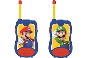 Lexibook, Super Mario, Walkie-talkies 200m, Juego de comunicación para niños, 2 Canales de comunicación, Clip para cinturón, a Pilas, Azul/Rojo, TW12NI
