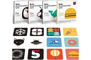 hahaland Flashcards Tarjetas Juguetes Bebes 0 3 6 12 Meses, 80 Piezas Tarjetas Bebe en Blanco y Negro y de Colorida, Tarjetas Estimulacion Visual de Alto Contraste para Bebes 0-36 Meses