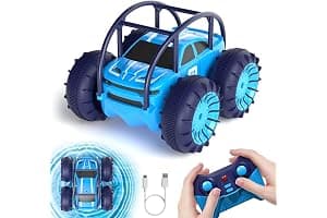MaxTronic Coche Teledirigido de Carga Directa para Niños - Coche RC Anfibio 2.4G 360° - 15KM/H - 4WD - Coche de Acrobacias Todoterreno con LED Ajustable - Niños y Niñas de 3-12 Años