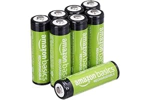 Amazon Basics 8-Pack Rechargeable AA NiMH Batteries, 2000 mAh, 1.2V, Recharge up to 1000x Times, Pre-Charged