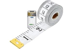 Woodland Leathers Dual Sided Durable Measuring Tape for Body and waist Measure includes Bundle free BMI weight control app and eBook, Clothes Fabric Sewing Tape Made Of Flexible Fiber Glass