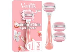 Gillette Venus ComfortGlide Women’s Razor Spa Breeze, 1 Refill Razor Cartridges, Reusable Metal Handle and Shower Holder