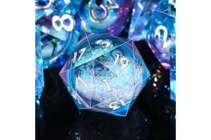 SIQUK 7 Piezas Dados Poliédricos para DND RPG MTG Dungeons and Dragons - D4 D6 D8 D10 D12 D20 D% con Núcleo Líquido - Azul y Violeta