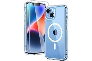 TAURI Funda para iPhone 13/iPhone 14, Compatible con MagSafe [No amarillea] con Vidrio Templado, Carcasa Nueva para iPhone 13/iPhone 14,Funda Ultra Fina antichoque - Transparente
