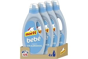 NORIT Bebé - Detergente Líquido para Ropa de Bebé, Pieles Sensibles y Atópicas - Pack de 4 Unidades de 1125 Mililitros, 4500 Mililitros