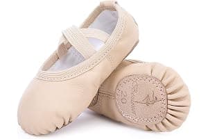 Zapatillas de Danza Cuero Zapatos Media Punta de Ballet y Gimnasia para Niña y Mujer