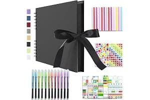 Vienrose Álbum de Fotos Scrapbook 10x15 cm Álbum de Recortes para Pegar y Escribir 80 Negra Páginas Espiral DIY Regalos de Boda Aniversario Bebé Cumpleanos Familiares Navidad, 28,5x21cm, Negro