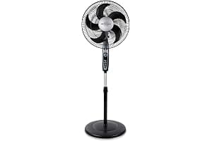 Orbegozo SF 0149, Ventilador de pie, 60 W, 3 velocidades, oscilante, silencioso, cabezal inclinable, altura regulable hasta 128 cm, rejilla de seguridad, tamaño de aspas 40 cm, color negro