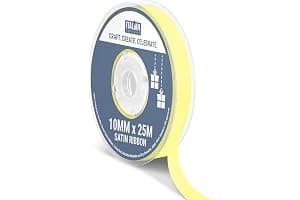Italian Options Satin Ribbon, Fabric Ribbons for Gift Wrapping, Crafting, Balloons, Wedding Car, Presents, Cake, Christmas, Birthday, Gift Wrap Accessories, 10mm Wide x 25 Metre Roll, Lemon