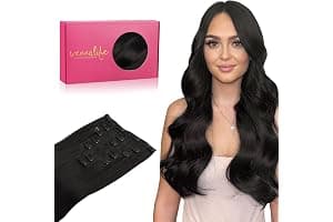 WENNALIFE Hair Extensions Clip In, 14 Inch 120g 7pcs Clip in Hair Extensions Real Human Hair Natural Black Clip In Real Hair Coloured Remy Human