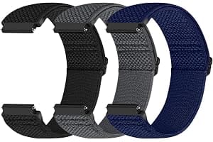 Yunshare Quick Release Watch Strap 18mm 19mm 20mm 22mm 24mm, Elastic Nylon Watch Bands Women Men for Samsung/Garmin/Fossil/Amazfit/Huawei/COROS/Xiaomi Replacement Wristband, 3pcs