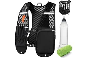 EFFILUMLUX Chaleco Running Hombre Mujer, Ultraligero 160g Mochila Running Botella Agua 500 ml, Chaleco Trail Running Ajustable Reflectante con Silbato y Bolsillos para Maratón Ciclismo Senderismo