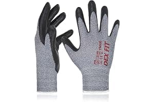 DEX FIT Guantes de Trabajo FN330, Ajuste Cómodo Elástico 3D, Buen Agarre, Recubrimiento de Espuma Duradero de Nitrilo, Táctil, Fino y Ligero, Lavable en la Lavadora