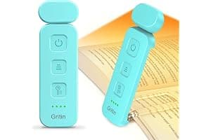 Gritin Book Light Rechargeable, Reading Light Lamp Clip on Books, Eye Caring 3 Colors, 5 Brightness & Stepless Dimming, Long Lasting up to 80hrs, Portable Mini Reading Lamp for Readers