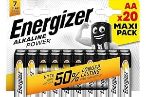 Energizer - Alkaline Power, Pack de 20 Pilas AA 1,5V, Larga duración para Uso Cotidiano, sin sulfataciones y con hasta 10 año