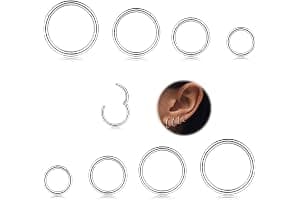 MILACOLATO 8Pcs 16G Surgical Steel Hinged Clicker Segment Nose Rings Hoop Helix Cartilage Daith Ohr Tragus Sleeper Earrings Body Piercing 6-12MM
