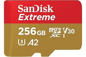 SanDisk Extreme Tarjeta Micro SDXC 256GB + adaptador SD, (Para teléfonos inteligentes, cámaras de acción, drones) V30, hasta 190 MB/s, RescuePRO Deluxe, A2 C10 U3 UHS-I