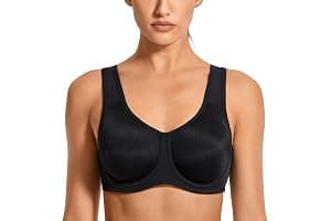 SYROKAN Women's Max Control Solid High Impact Plus Size Underwire Sports Bra for Large Breasts