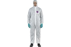 Ansell AlphaTec Bodysuit, Disposable Work Overall with Hood, Chemical Protection, Industrial Safety Workwear, Men Women (1 Unit)