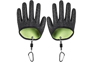 HUZNA 1 Par Guantes De Pesca Impermeables,con 2 Cierre Magnético,Resistentes A Cortes Y Pinchazos,Actividades Al Aire Libre Manipulación,para Manipular con Seguridad Lucio,Siluro,Lucioperca
