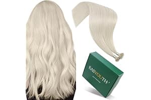 Easyouth Nano Hair Extensions Real Human Hair Blonde Nano Beads Hair Extension Human Hair Platinum Blonde Nanos Loop Hair Extensions Pre Bonded for Natural Look 14 Inch 50g 1g/Strand #1000