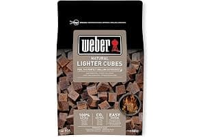 Weber Firelighters (48 Pieces), ecological, environmentally friendly, odorless and smokeless firelighters, for lighting charcoal and briquettes, constant flame - brown (17612)