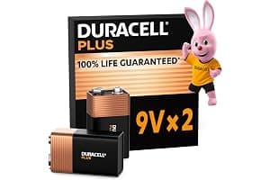 Duracell Plus 9V Batteries (2 Pack) - Alkaline - 100% Life Guaranteed - Reliability For Everyday Devices - 0% Plastic Packaging - 5-Year Storage - 6LR61 MN1604
