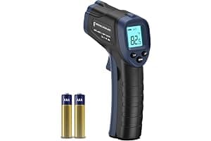 ERICKHILL Infrared Thermometer -50℃~600℃ Compact Size Non-Contact Laser Thermometer Gun LCD Backlit Digital Display Adjustable Emissivity - for Vehicle Repair/Cooking/BBQ/Freezer/Food, Black Blue