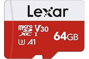 Lexar 64GB Micro SD Card E Series, microSDXC UHS-I Flash Memory Card with Adapter - Up to 100MB/s, A1, U3, Class10, V30, High Speed TF Card