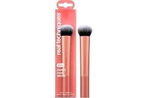 Real Techniques Expert Face Makeup Brush, For Liquid and Cream Foundation, Blush, and Bronzer, Buildable Coverage for Base Makeup, Dense, Synthetic Bristles, Vegan and Cruelty-Free, 1 Count