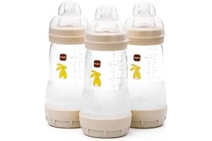 MAM Easy Start Anti-Colic Baby Bottles | 3 Pack (3 x 260) | Self-Sterlising Baby Milk Bottle | Medium Flow MAM Teats Size 2 | Newborn Essentials | Linen (Various Designs)