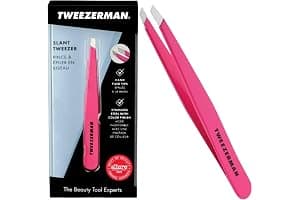 Tweezerman Slant Tweezer, Full Size, Professional Stainless Steel Precision Tweezers for Facial Hair and Eyebrows, (Pack of 1)