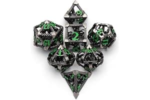 HNCCESG Juego de Dados de Metal D&D, Dungeons and Dragons Dice Juego de Dados de Metal Poliédricos Pulpo Huecos para Juegos de rol D y D para Juegos de Mesa (Cthulhu Número Verde)