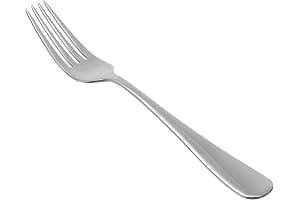 Amazon Basics Tenedores de Mesa de Acero Inoxidable, con Punta Redonda, Plata, Juego de 12