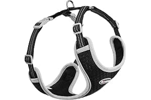 ThinkPet Reflective Breathable Soft Air Mesh No Pull Puppy Choke Free Over Head Vest Ventilation Harness for Puppy Small Medium Dogs (Black,L)