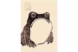 Matsumoto Hoji Sad Frog Poster, Japansese Art Woodblock Ukiyo-e Print, Framed Japanese Wall Art, Archival Matte, A1 (Print Only) - 84.1x59.4cm