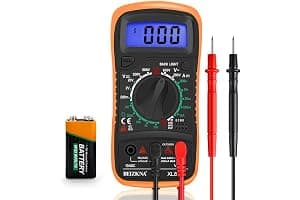 Digital Multimeter Voltmeter Battery Multi Tester Voltage Ohmmeter AC DC Volt OHM Amp Current Meter Continuity Circuit Resistance Diode Electrical Tester Ammeter with LCD Display Backlight