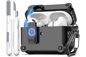 R-fun Compatible con AirPods Pro 2 Gen (Cubierta Auto emergente) con Kit de Limpieza, para Airpods Pro 2/1 Gen (2023/2022/2019), para Estuche Airpods Pro (USB-C/Lightning),Negro