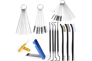 Carburetor Cleaning Kit, 3 Double Head Brushes 32 Needles 10 Nylon Brushes 4 Hooks 1 Scraper 1 Wrench Jet Cleaner for Spray Carburettor Motorcycle Engine Airbrush Throttle Body Torch Tip Carb Tool