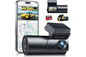 GKU 4K Dash Cam Front and Rear, 5GHz WiFi GPS, Dual Car Camera, 1.5” IPS Mini Dashcam for Cars with 64GB SD Card, 24H Parking Mode, Night Vision, WDR, 170° Wide Angle, G-Sensor, App Control, Max 256GB