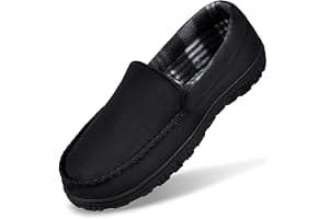 MIXIN Men's Cozy Moccasin Slippers Anti-Skid Slip On House Slippers with Comfy Memory Foam