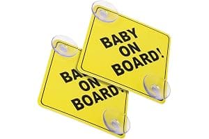 Cobee Señales de coche "Bebé a bordo", 2 piezas de 12,7 cm x 12,7 cm, señales de seguridad con ventosas dobles, calcomanía reutilizable y duradera para bebé en el coche (Estilo-A)