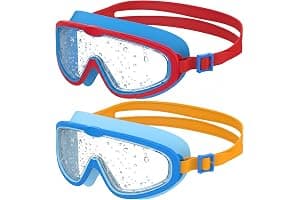 Seaflar 2Pcs Gafas de Natación Infantiles de Marco Grande, Visión Clara Antivaho, Protección UV, Ajuste Rápido, Aro de Silicona, Gafas Unisex para Niños y Adolescentes de 3 a 14