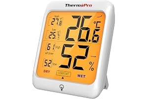 ThermoPro TP53 Termómetro Higrómetro Digital Medidor de Humedad y Temperatura de Interior Termohigrómetro Profesional para Habitación Ambiente con Retroiluminación Táctil