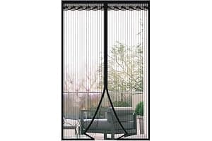 DIKER Mosquitera Puerta Magnetica mosquiteras para puertas 90x210cm cortina mosquitera puerta exterior Cierre Automático para dormitorio balcón sala de estar puerta de patio, Negro