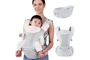 Bebear Mochila portabebés para 0 – 36 meses, mochila de malla de aire 3D para recién nacidos hasta niños pequeños, portabebés ergonómicos 6 en 1 (gris claro)