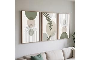 PWAAHDC Sage Green Prints Set of 3 - Boho Pictures for Living Room and Bedroom Decor, Modern Canvas Wall Art posters (Unframed A2)