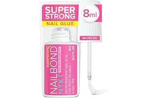 Super Strong Nail Glue for Press On Nails, Tips & False Nails (8ml) NYK1 NailBond Brush On Nail Glue Extra Strong for Press Ons, Tips & Acrylics - Long Lasting, Maximum Strength, Mess-Free Application